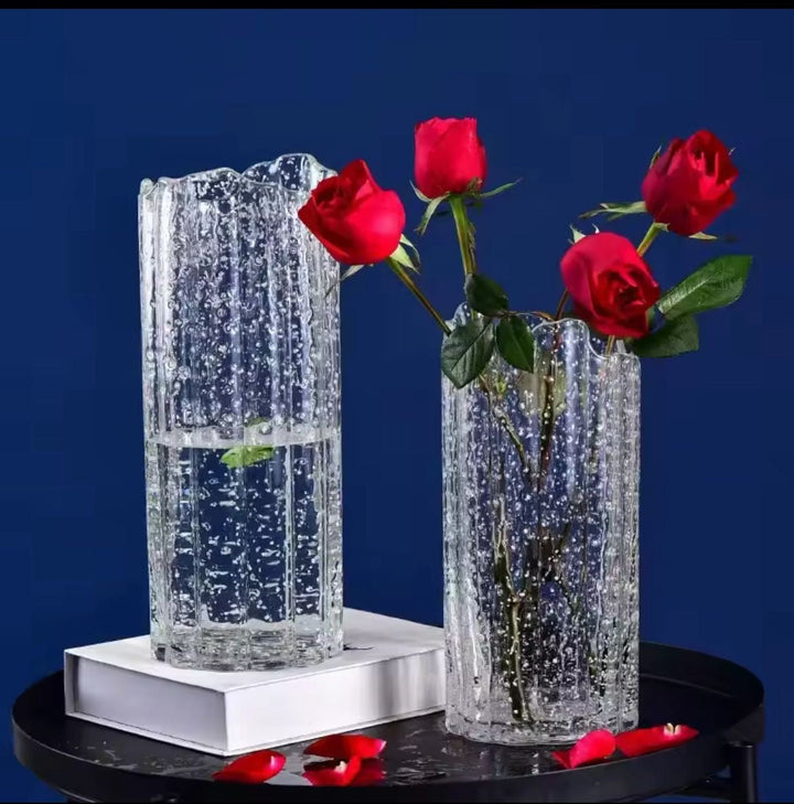 Illuminated Textured Glass Vase(set of 2)