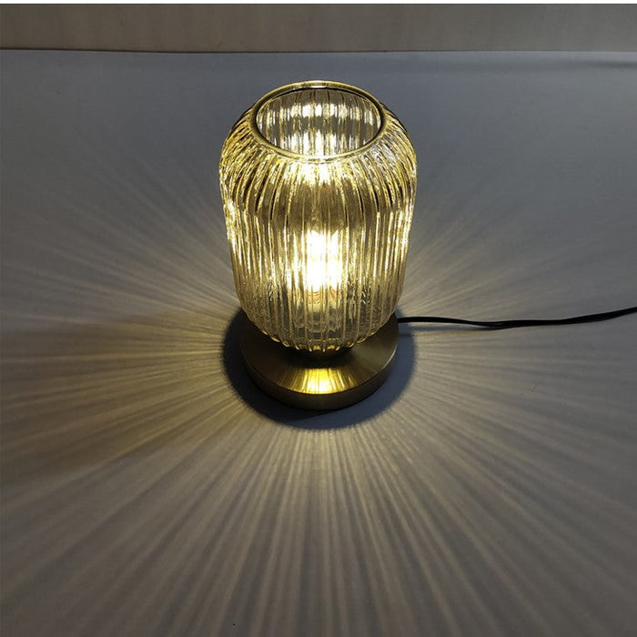 Modern Glass Table Lamp with Brass Base