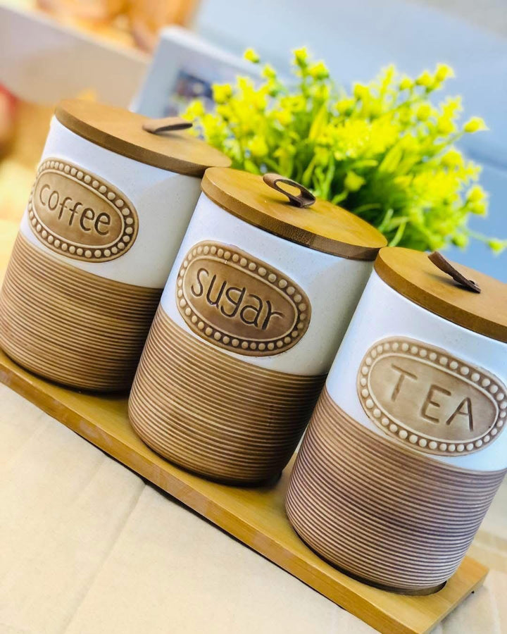 Modern Tea Coffee Sugar Jar Set