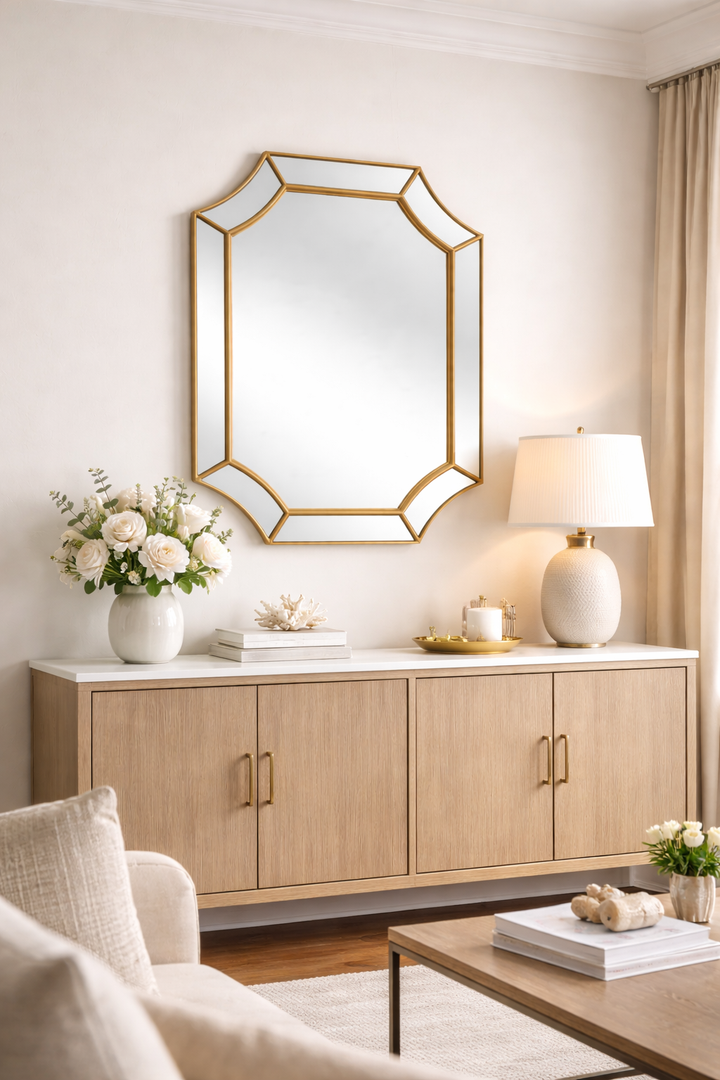 Geometric Gold Frame Wall Mirror