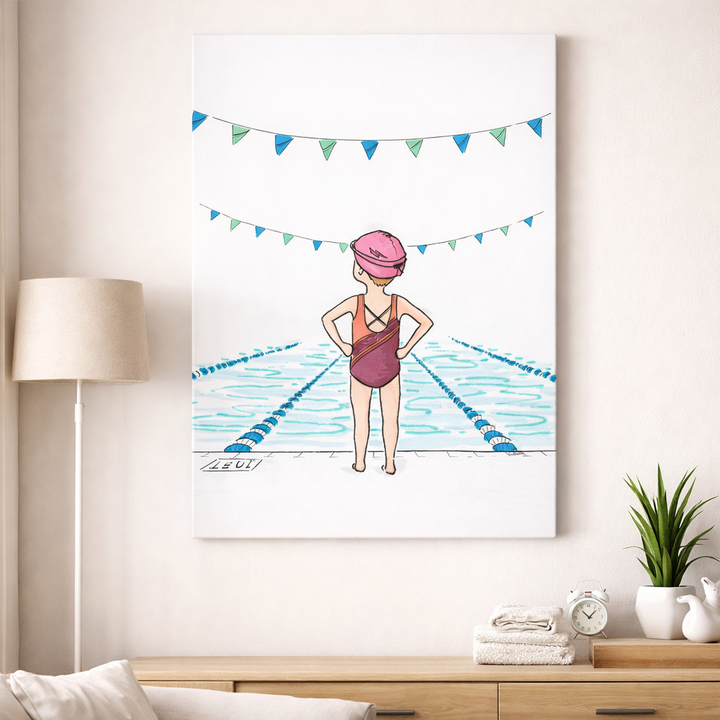 Young Swimmer Kids Canvas