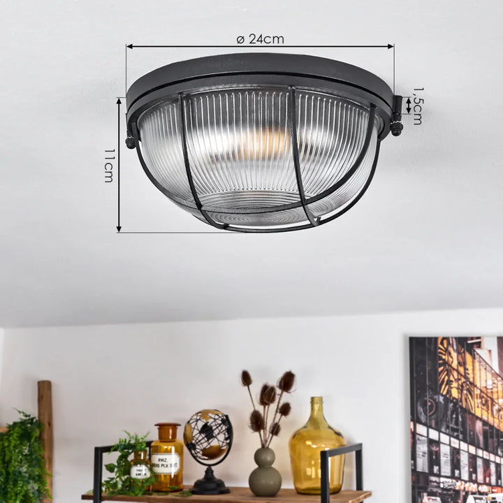 Industrial Black Cage Ceiling Light