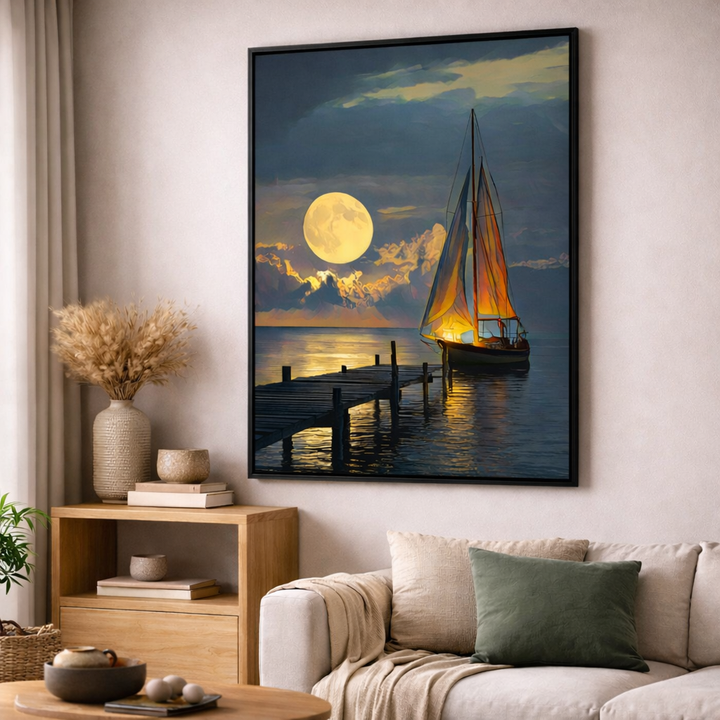 Moonlit Sail Framed