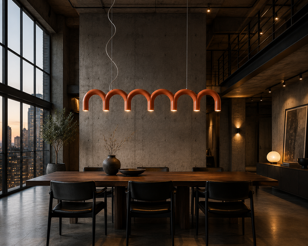 Modern Brick color Arc Pendant Light