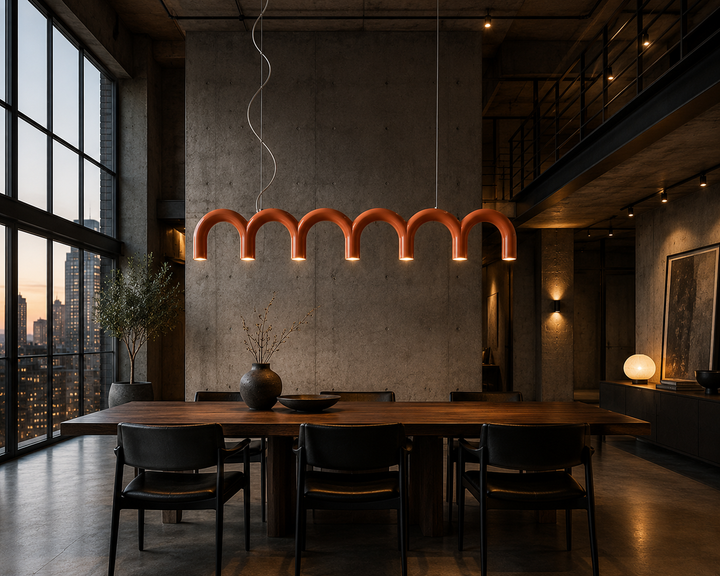 Modern Brick color Arc Pendant Light