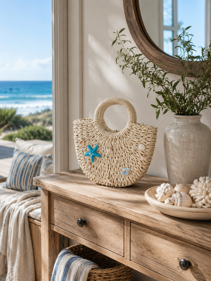 Woven Straw Handbag