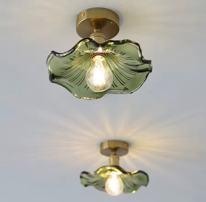 Artisan Ripple Glass Pendant Light with Brass Finish