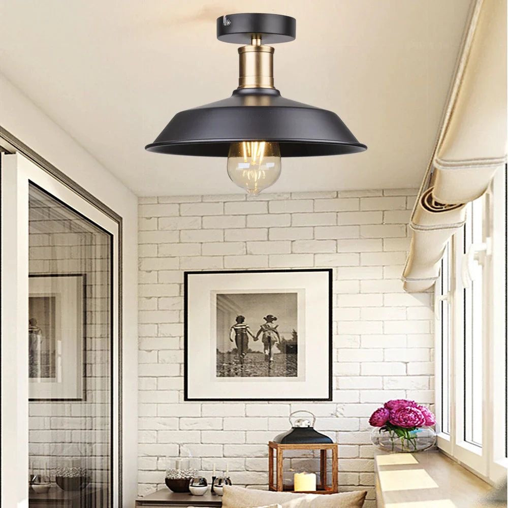 Modern Ceiling Light with White Shade and Gold Accents