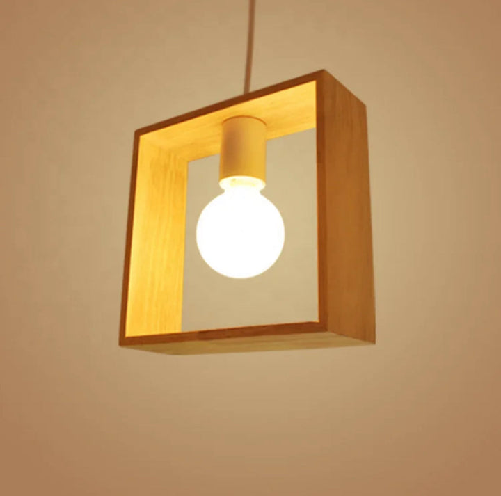 Geometric Wooden Pendant Lights Trio