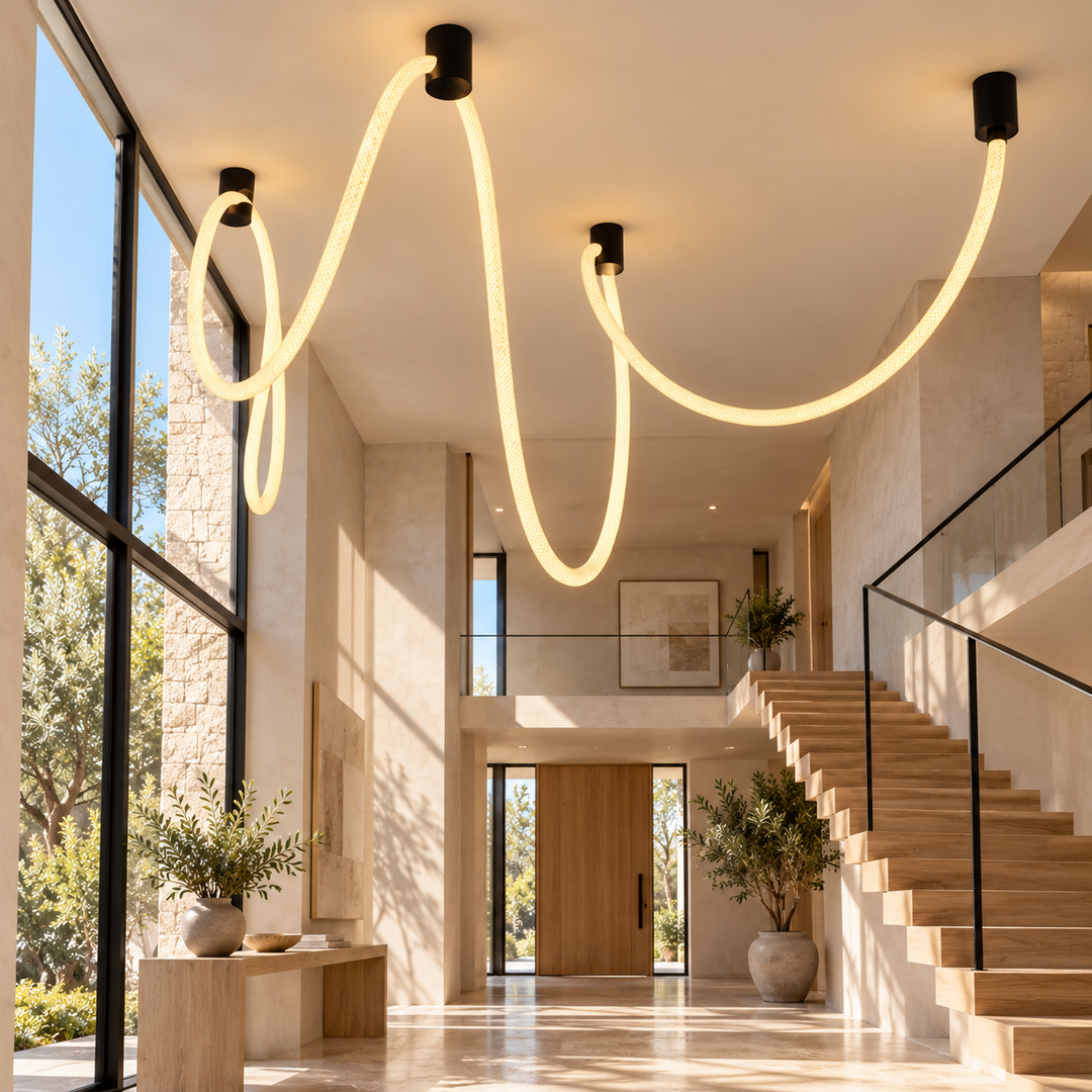 Modern Sculptural LED Wall Light in Black and Warm Gold