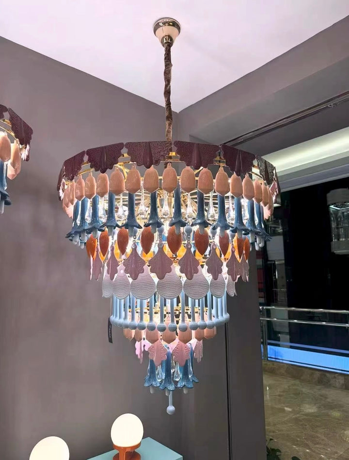 Bohemian Round Ceramic Tassel Chandelier