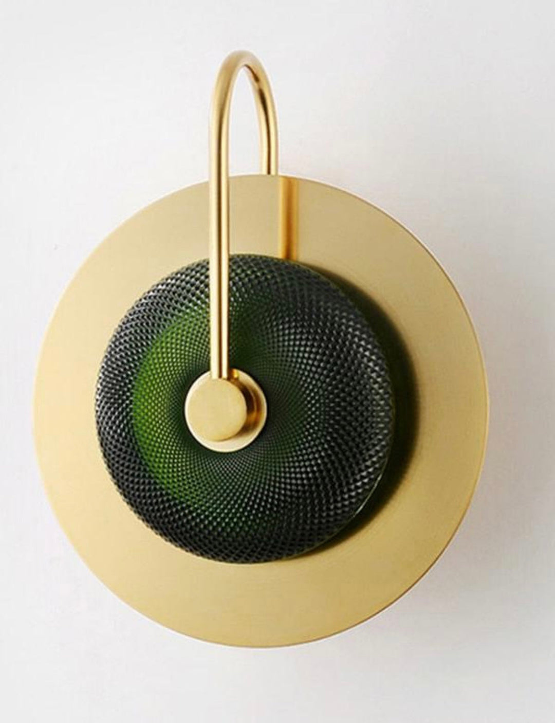 Contemporary Wall Light with Textured Green Glass and Gold Finish