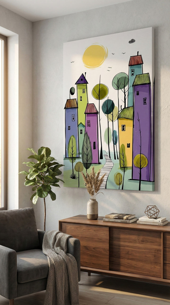 Colorful Abstract Cityscape Canvas