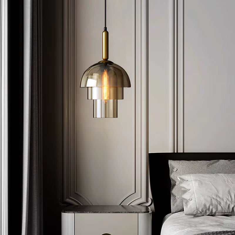 Modern Pendant Lighting with Gold Glass Shades
