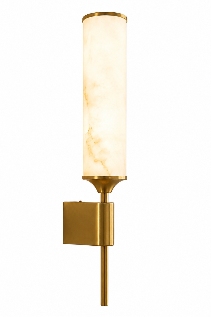 Modern Artificial Alabaster Brass Wall Sconce