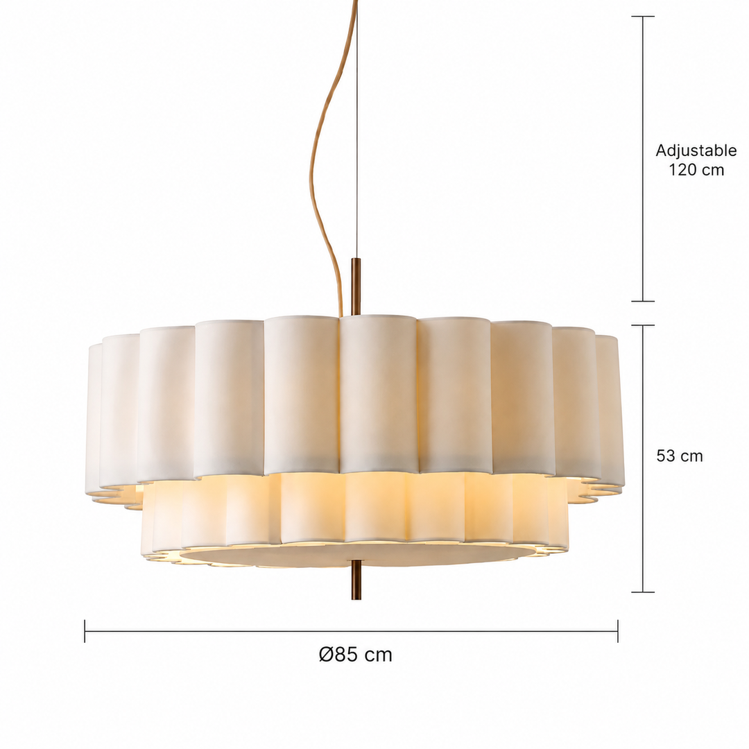 Modern Layered Pleated Pendant Light with Warm Diffuser