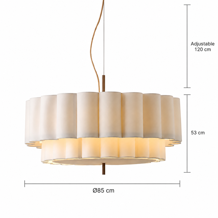 Modern Layered Pleated Pendant Light with Warm Diffuser