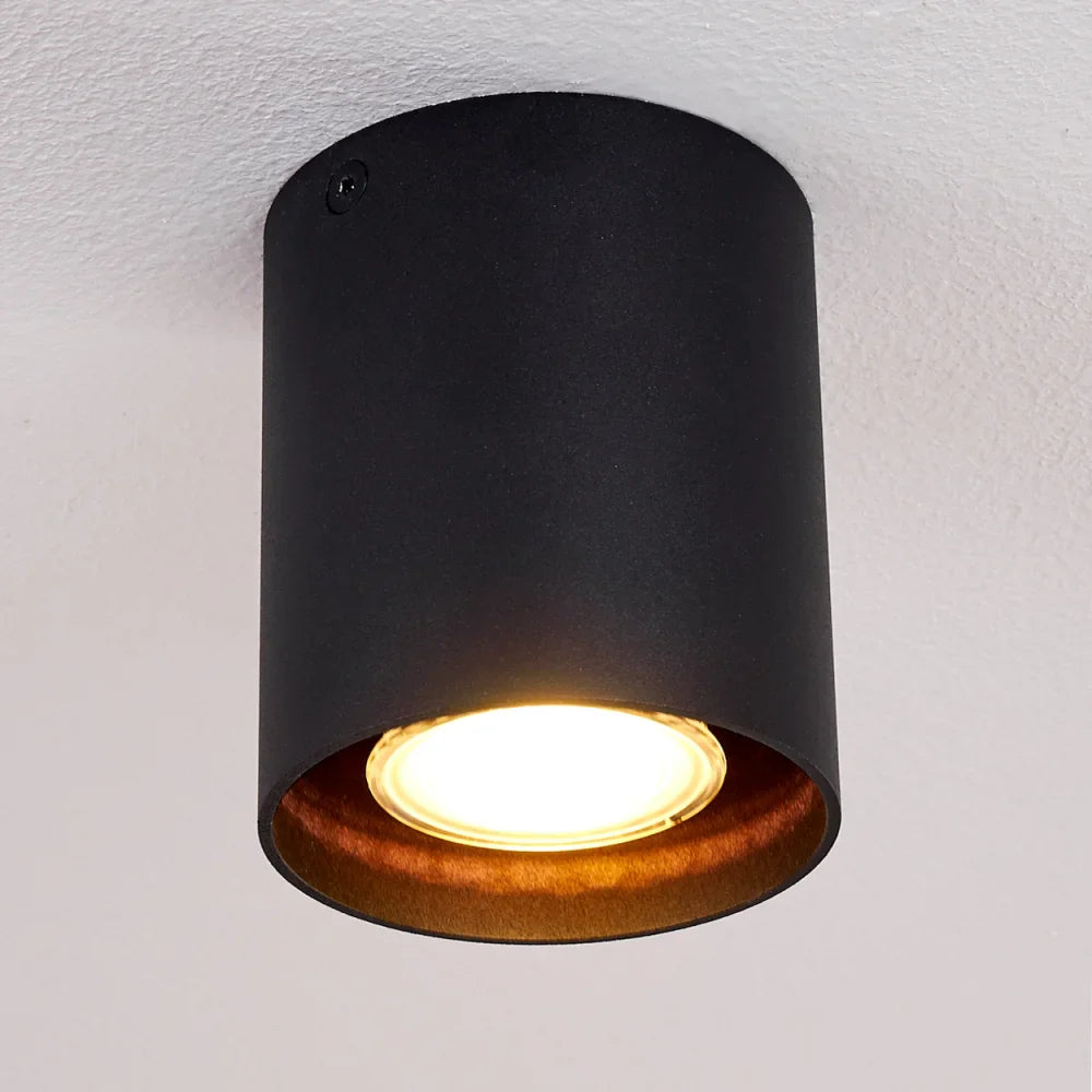 Modern Black Cylinder Ceiling Spotlight