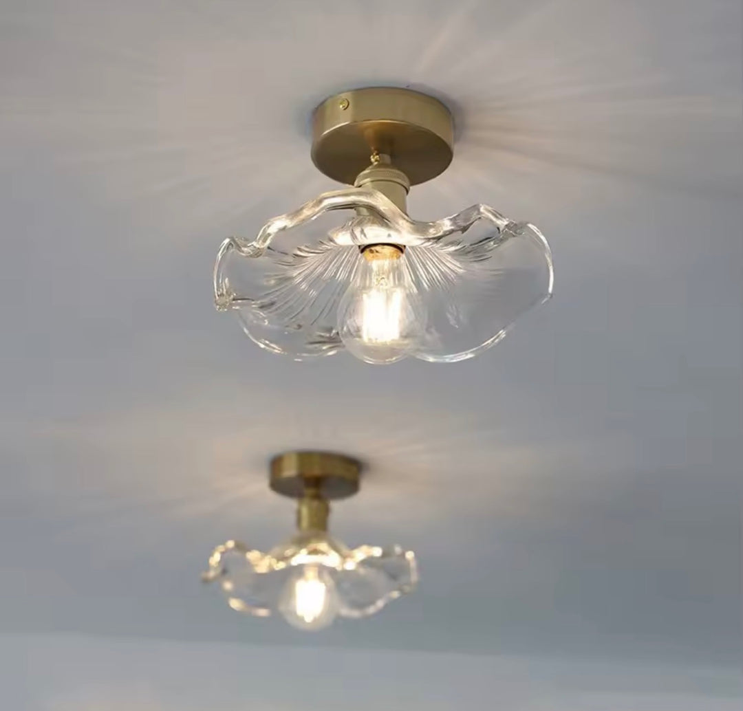 Artisan Ripple Glass Pendant Light with Brass Finish