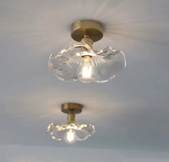 Artisan Ripple Glass Pendant Light with Brass Finish