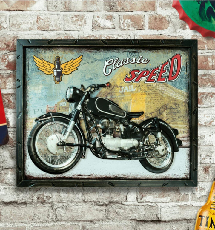 Vintage Classic Speed Motorcycle Wall Art