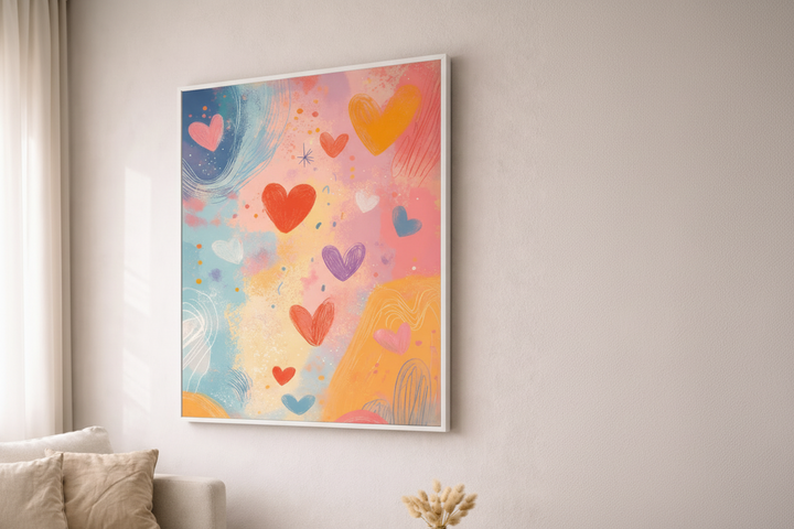 Pastel Hearts Abstract Canvas