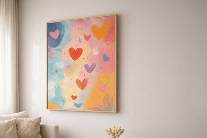 Pastel Hearts Abstract Canvas