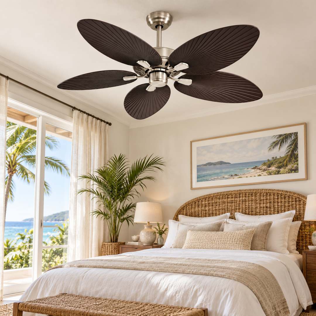 Modern Black Five-Blade Ceiling Fan Fixture