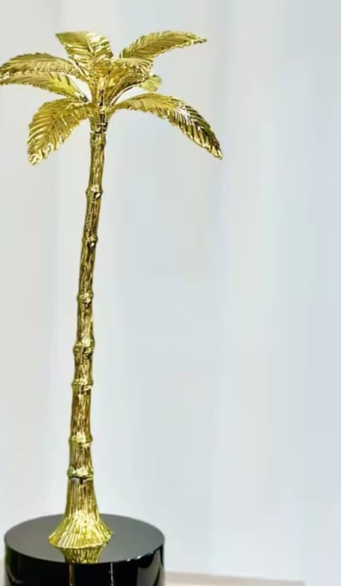 Gold Palm Tree Sculptures set of 2