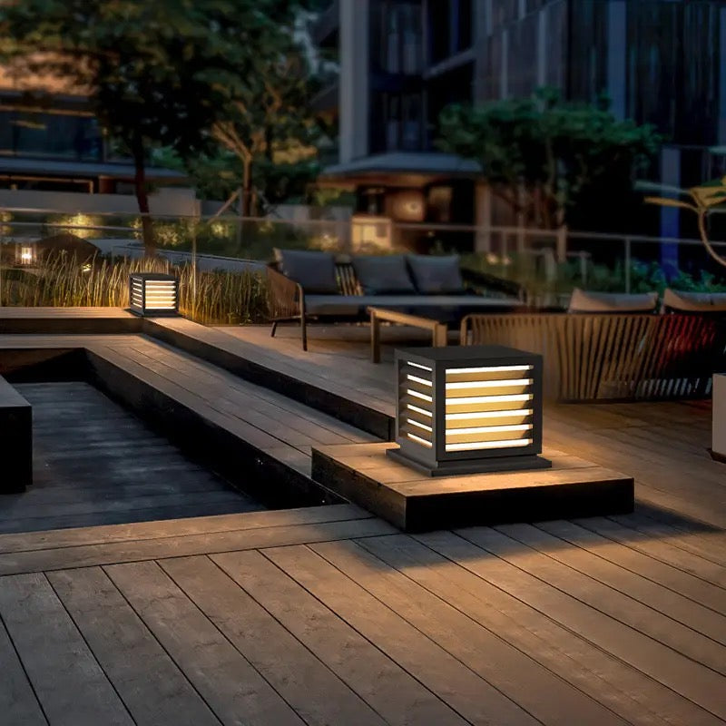 Modern Outdoor Cube Bollard Light