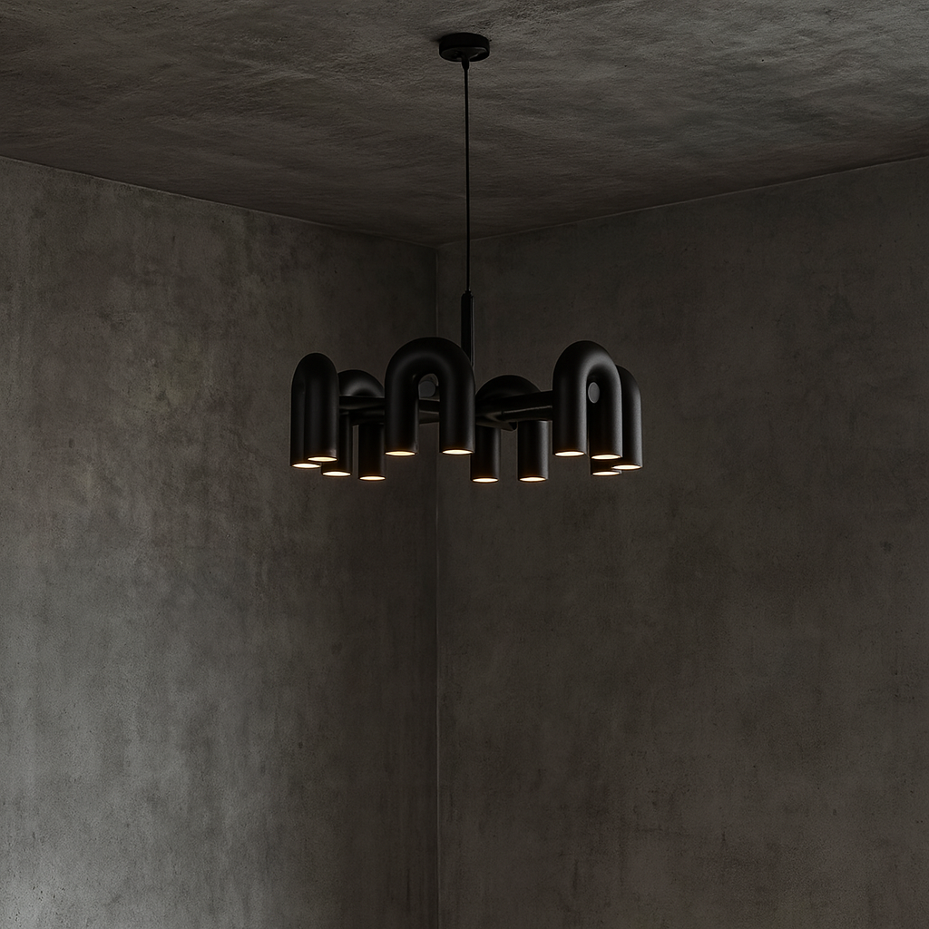 Modern Black Tube Chandelier