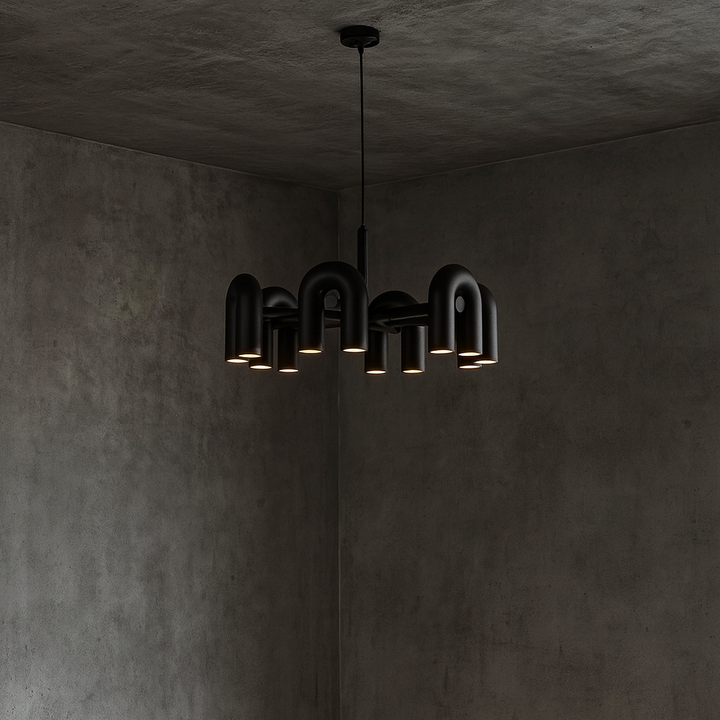 Modern Black Tube Chandelier