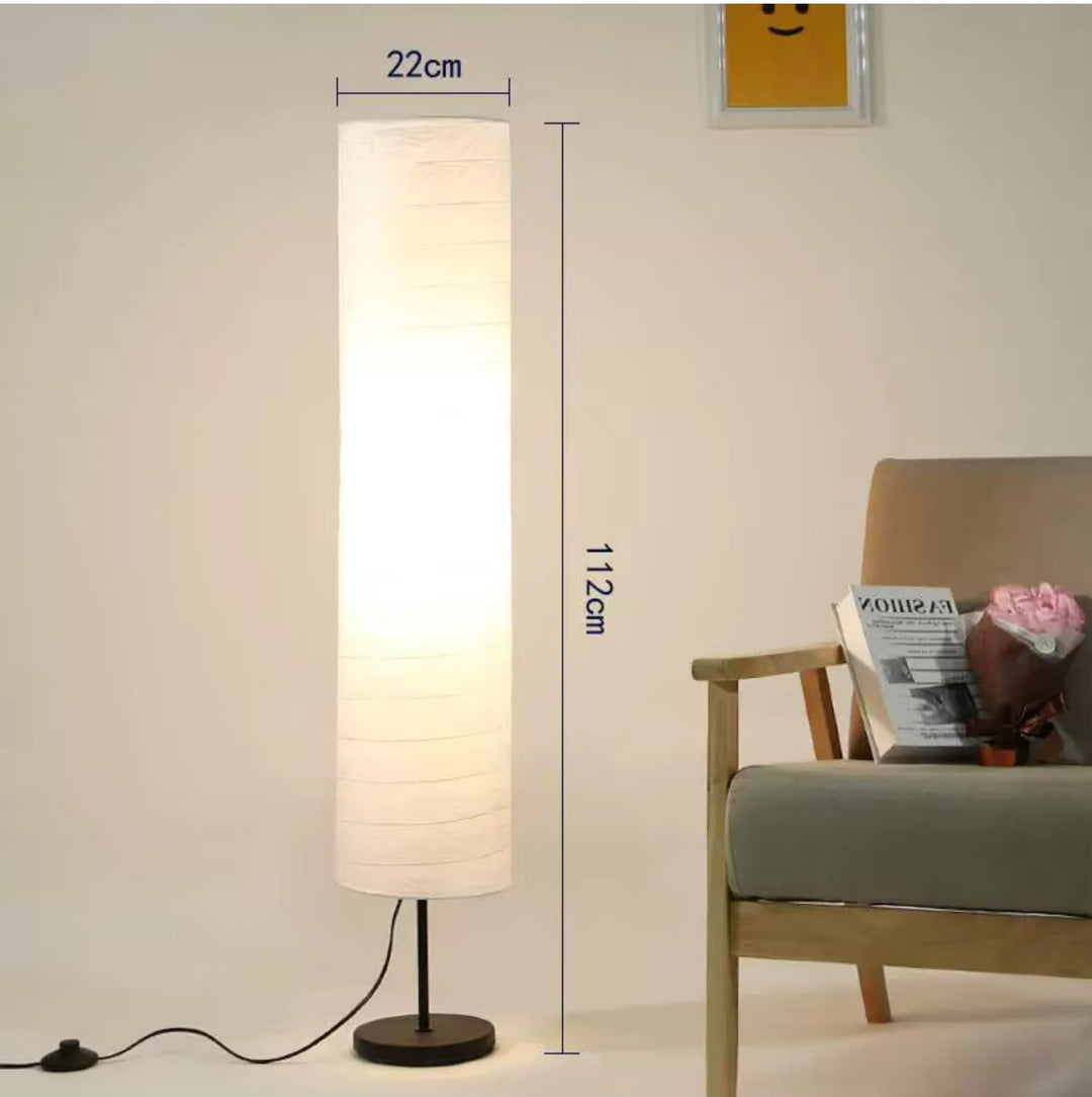 Cylindrical Beige Fabric Floor Lamp