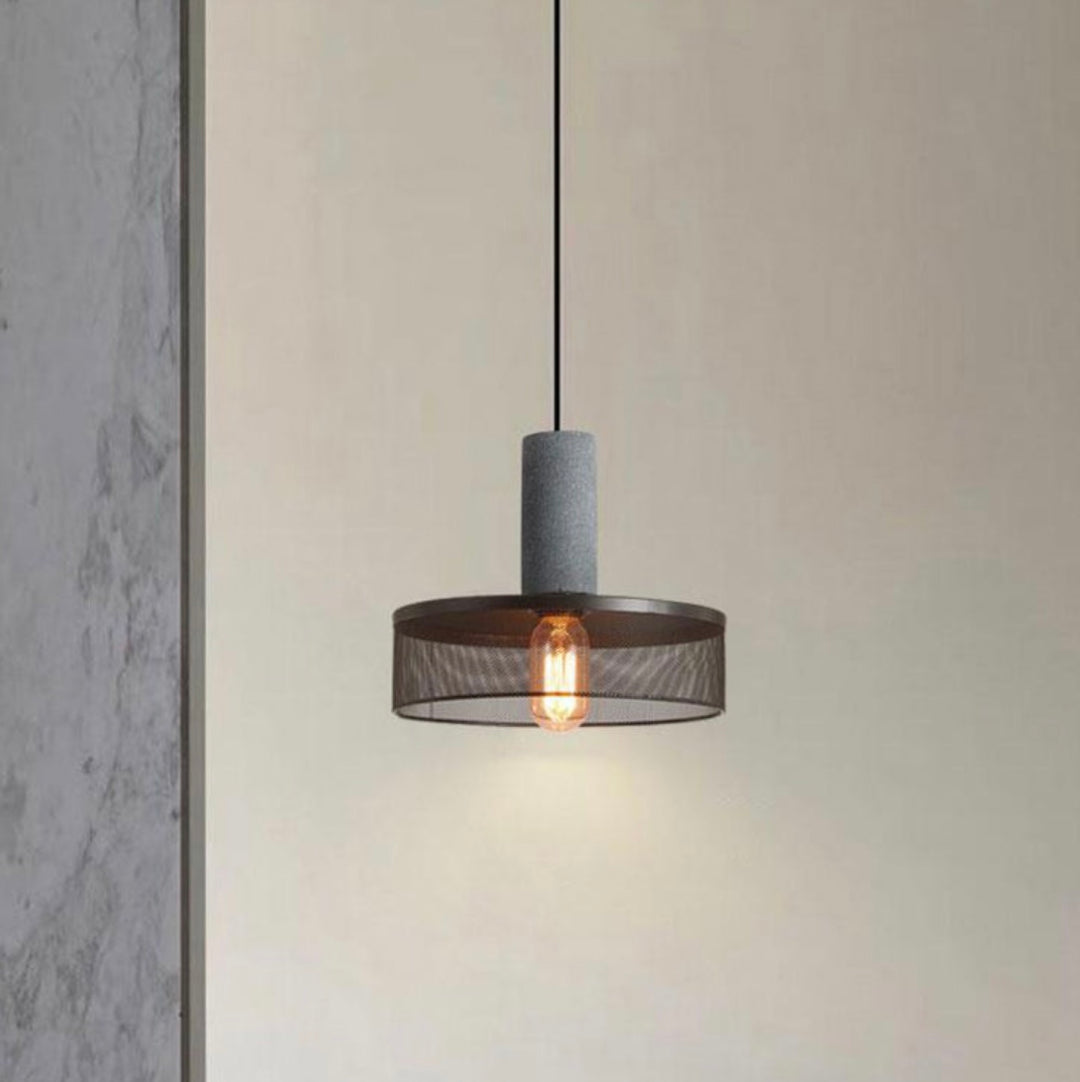 Industrial Concrete and Metal Pendant Light