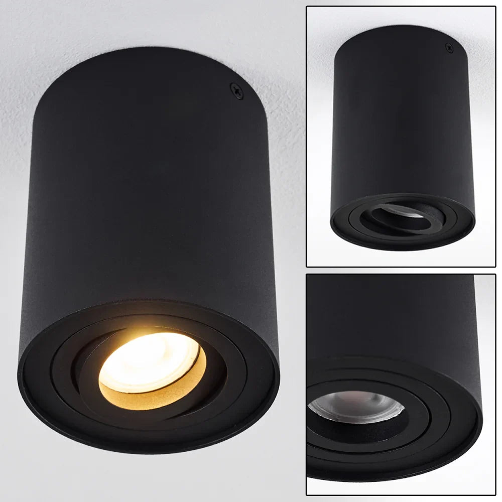 Modern Adjustable Black Cylinder Ceiling Spotlight