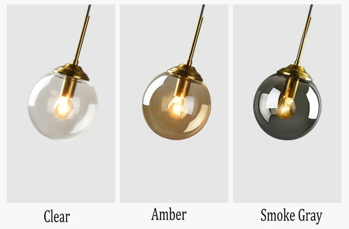 Modern 5-Light Globe Pendant Light with Smoked Glass and Brass Finish