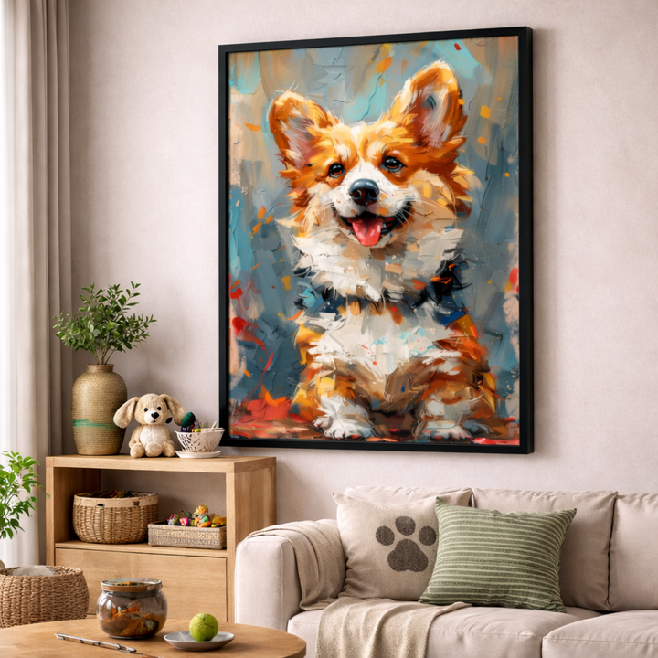 Playful Corgi Dog Canvas