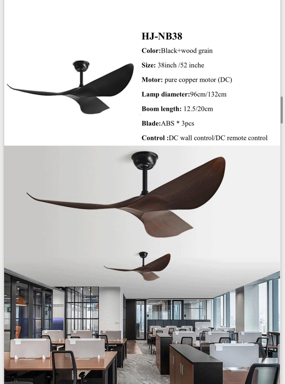 Modern 3-Blade Ceiling Fan with Sculptural Design