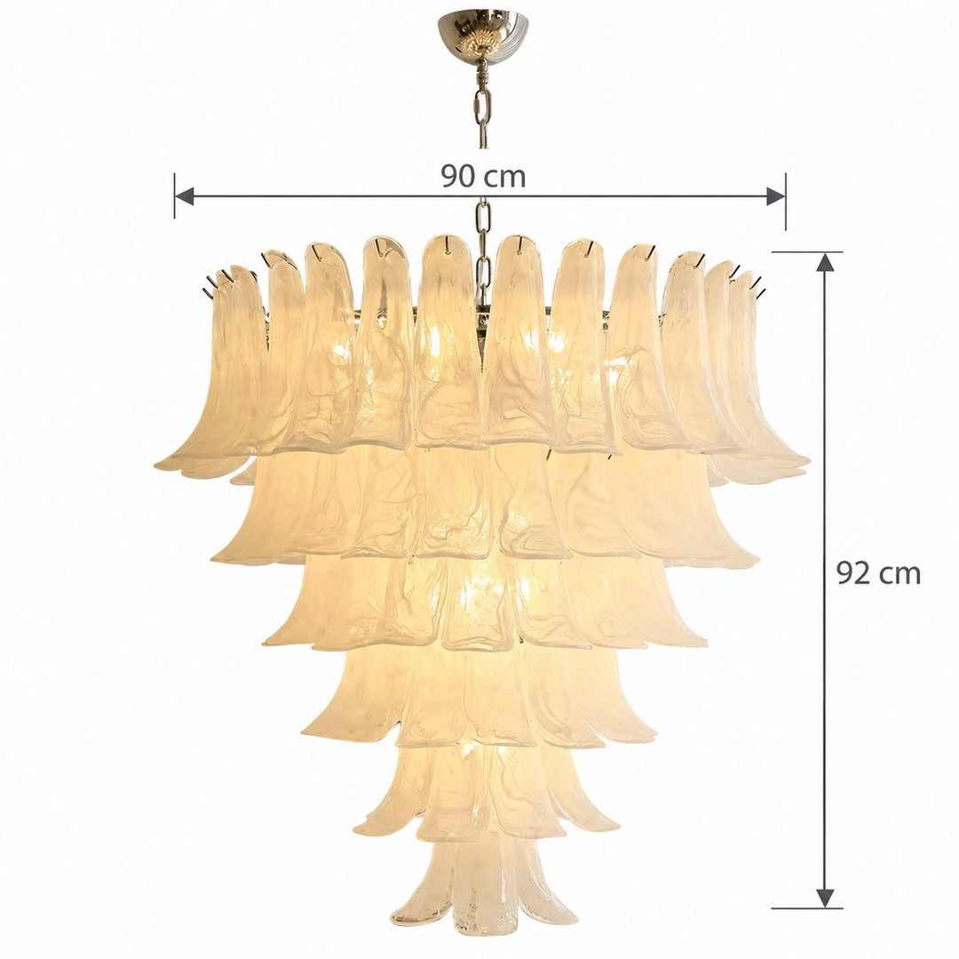 Cream Cascading Glass Panel Chandelier