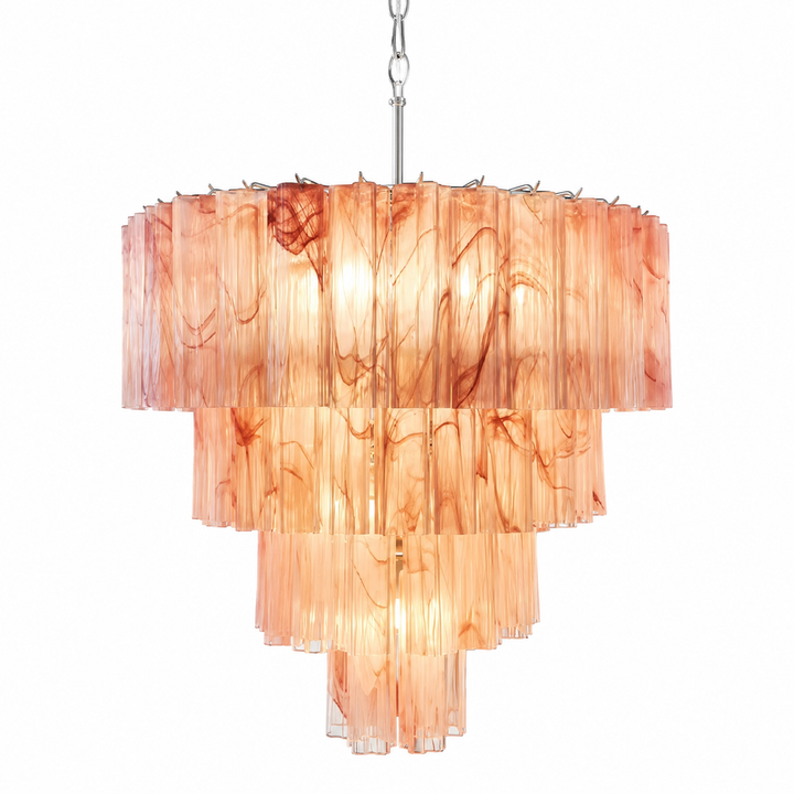 Modern Amber Glass Tiered Chandelier