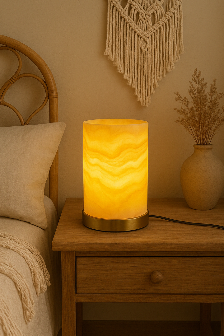 Amber Glow Alabaster Marble Table Lamp
