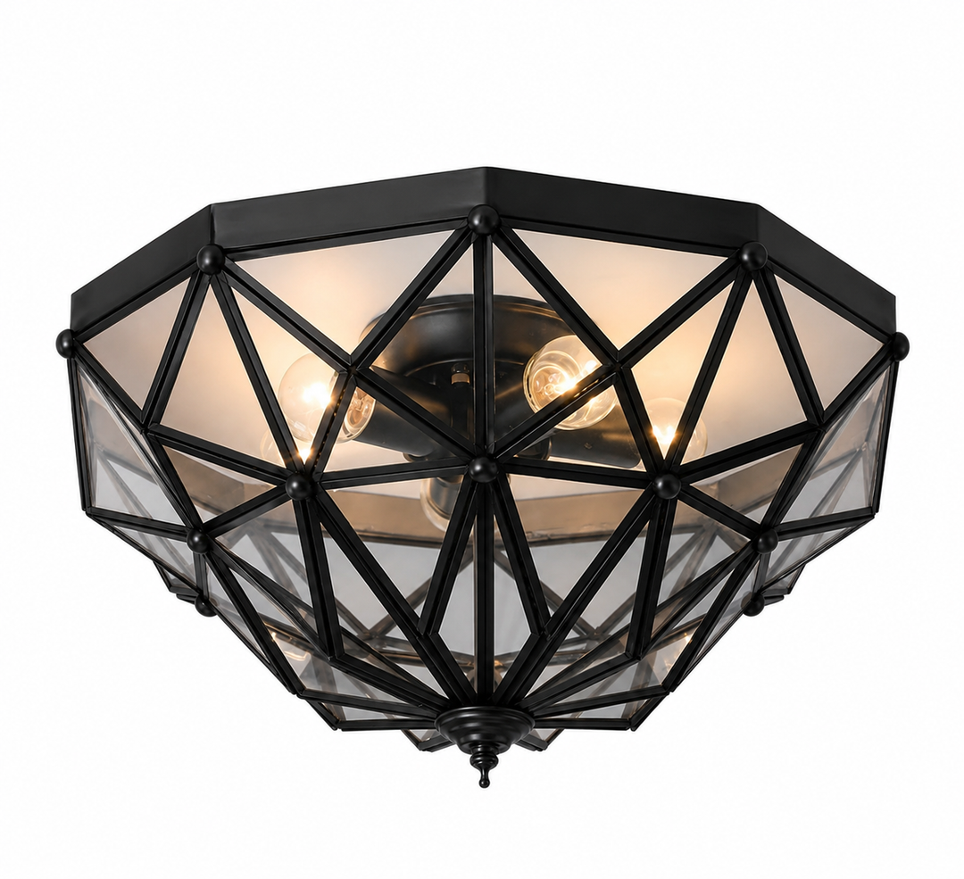 Geometric Black Flush Mount Ceiling Light