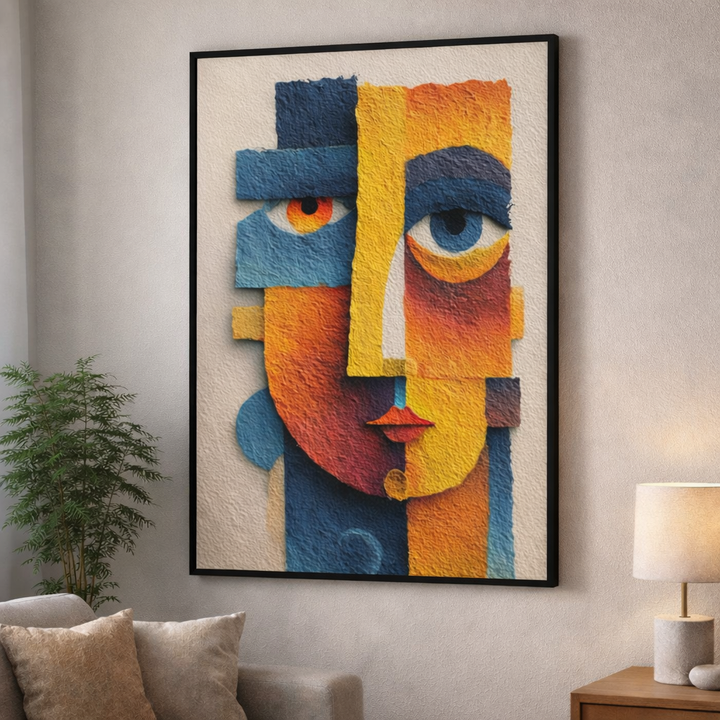Abstract Cubist Face Canvas Wall Art