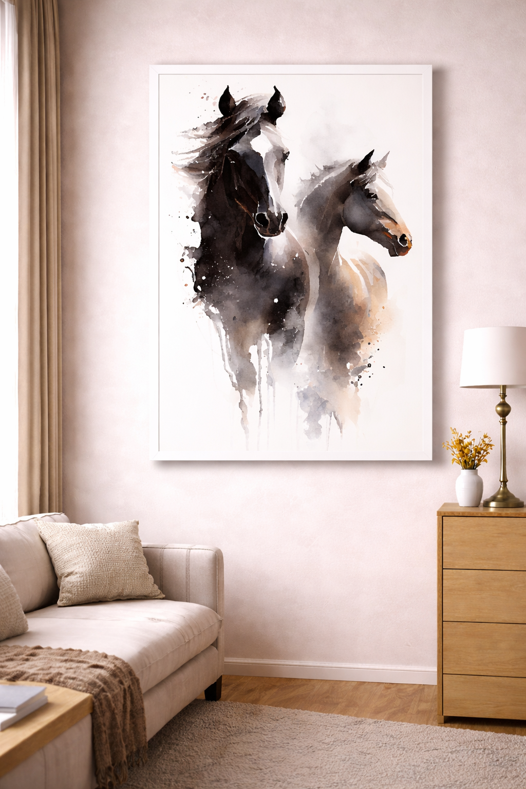 Running Horses Watercolor Canvas