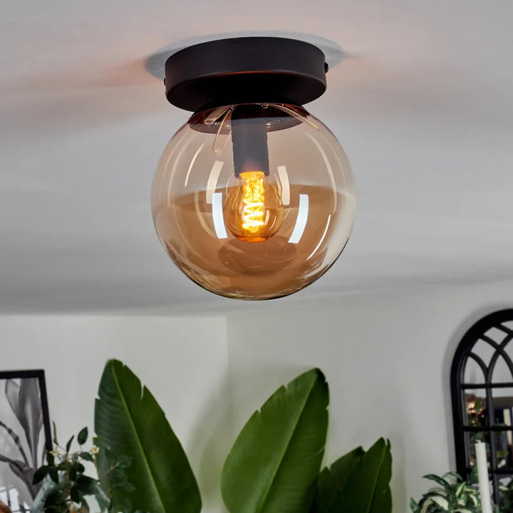 Modern Smoked Glass Globe Ceiling Light