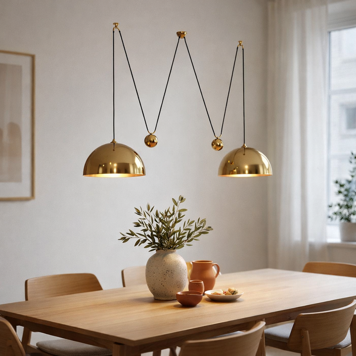 Double Gold Pendant Light