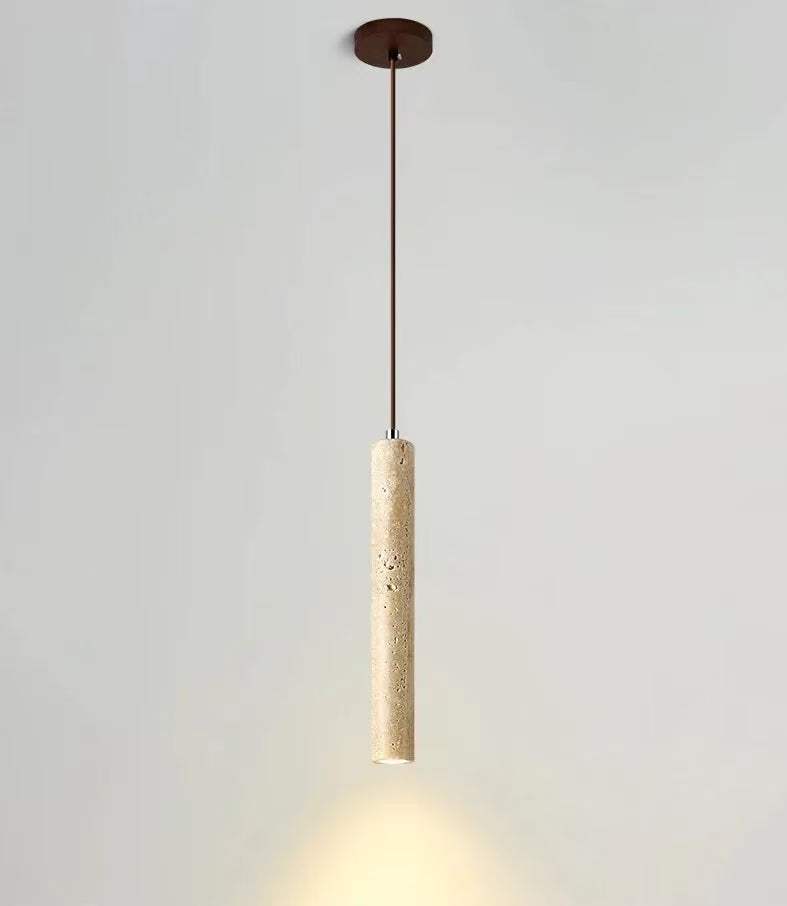 Travertine cylinder pendant light