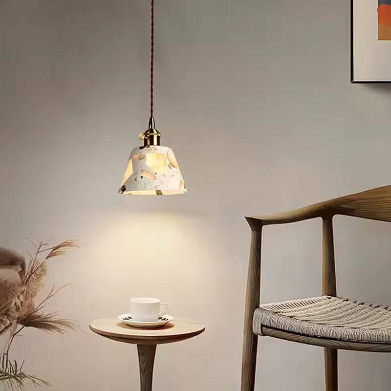 Cream Terrazzo Pendant Light with Brass Fitting