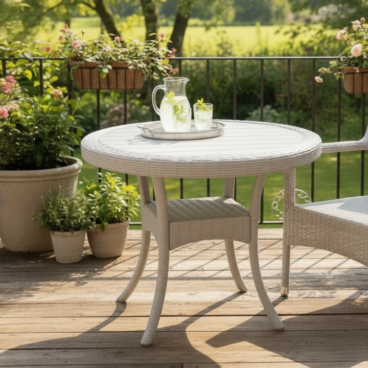 Florida White Round Outdoor Table