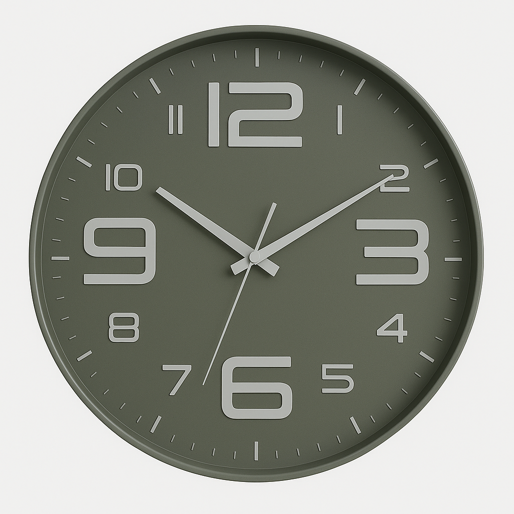 Grayo - Modern Wall Clock in grey beige and olive green